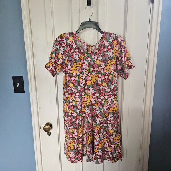 Toad&Co Laurel Floral Print Short Sleeve Organic Cotton Blend Dress Size M - Picture 6 of 7